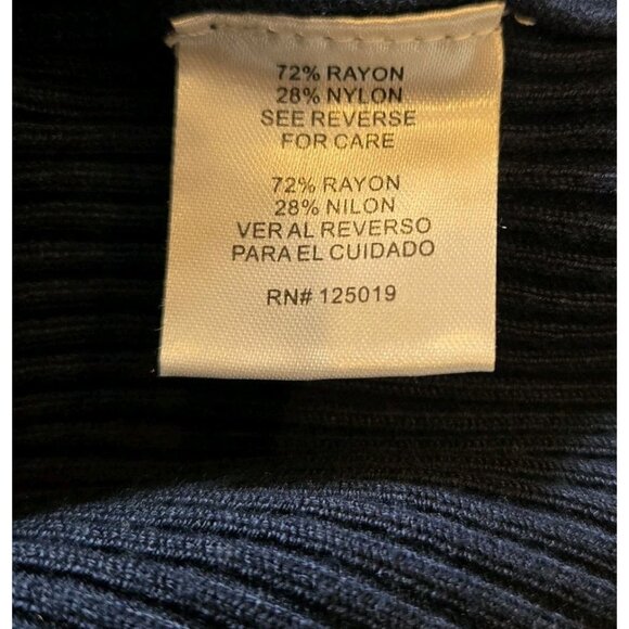 Joseph A Knit Turtleneck Sweater Navy Blue Womens Large Ribbed Rayon Stretch - Picture 7 of 8